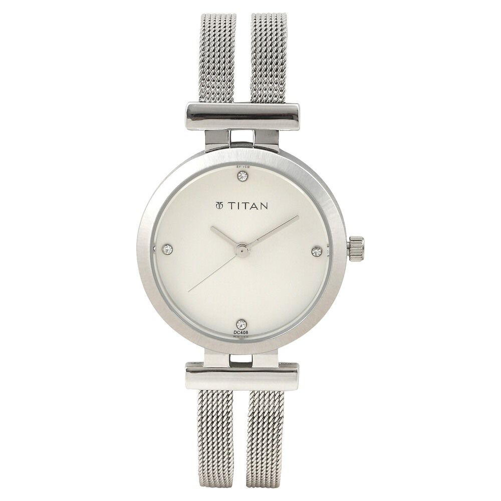Buy Online Titan Quartz Analog Silver Dial Stainless Steel Strap Watch for Women ns9942sm01 Titan