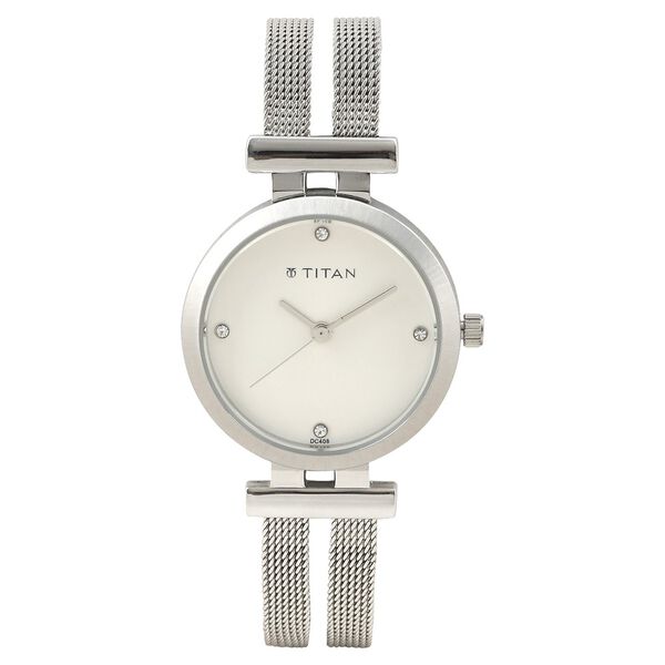 Titan Quartz Analog Silver Dial Stainless Steel Strap Watch for Women - image number 0