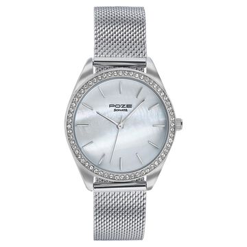 Sonata Poze Quartz Analog Mother of Pearl Dial Silver Color Stainless Steel Strap Watch For Women