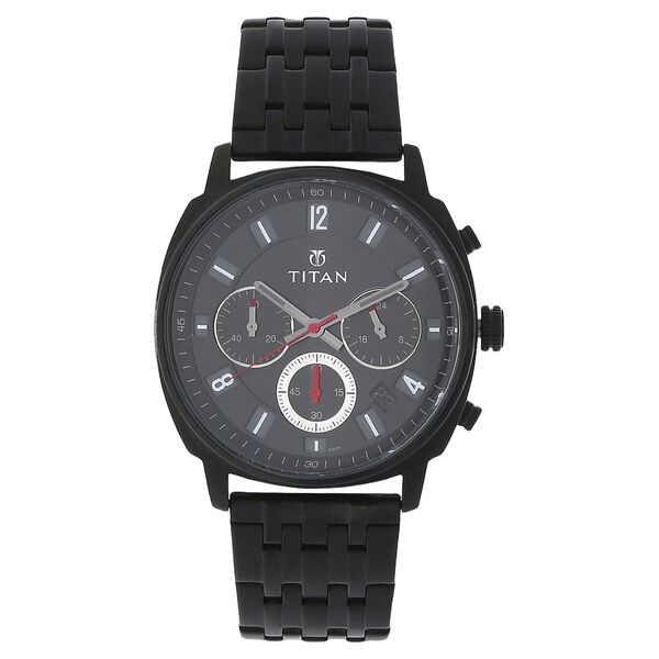 Titan Quartz Chronograph Black Dial Stainless Steel Strap Watch for Men - image number 0