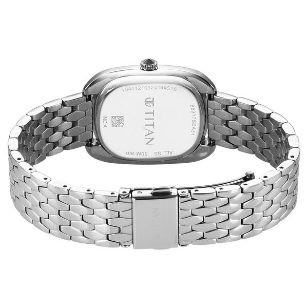 Titan Glamour Quartz Analog Blue Dial Silver Stainless Steel Strap Watch For Women - image number 4