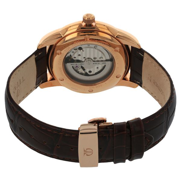 Titan Automatic Brown Dial Leather Strap Watch for Men - image number 3