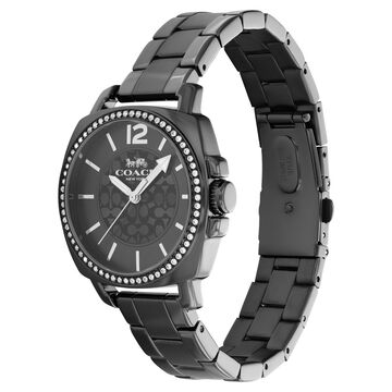 Coach Quartz Analog Black Dial Black Stainless Steel Strap Watch For Women