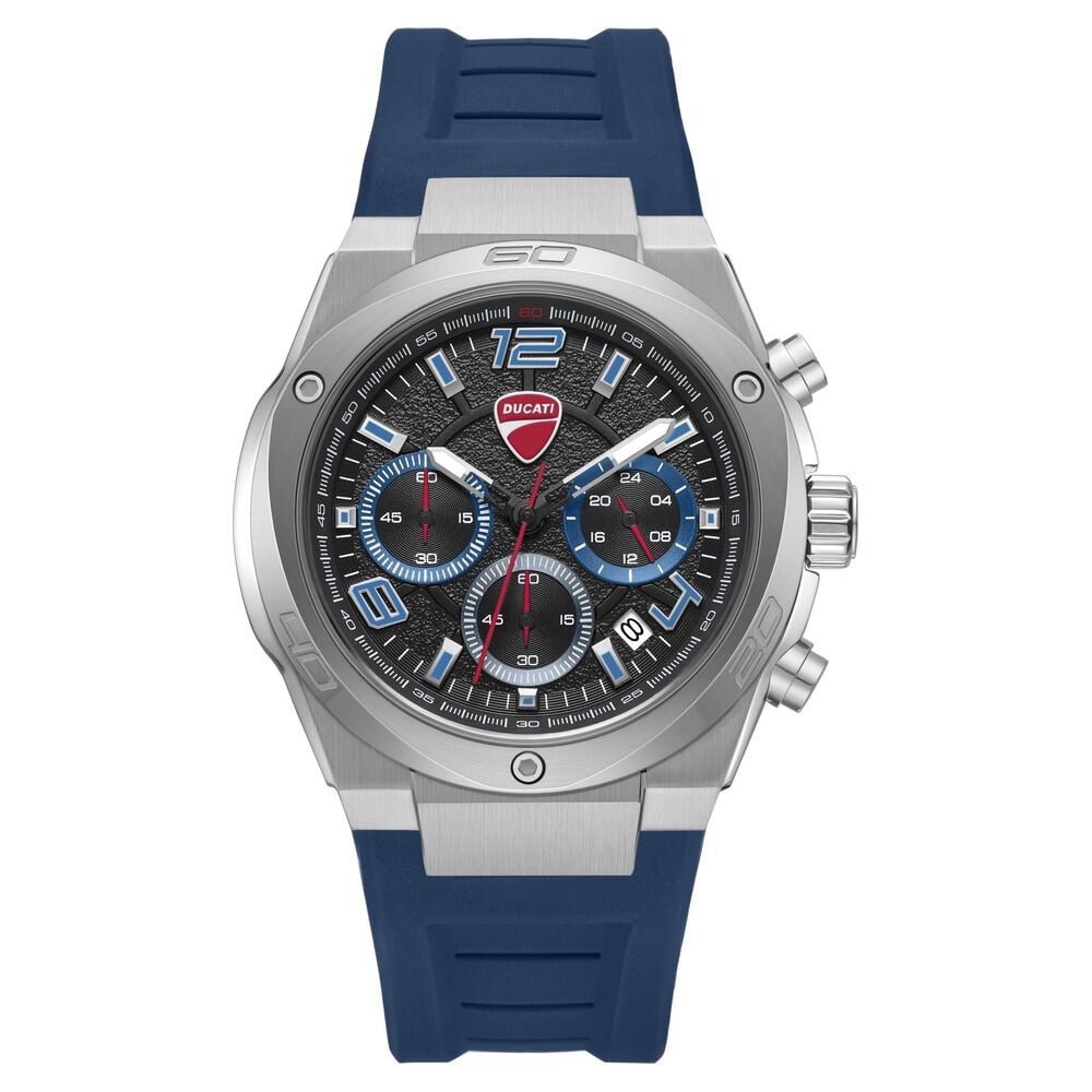Ducati Quartz Chronograph Blue Dial Blue Silicone Strap Watch For Men-image-17