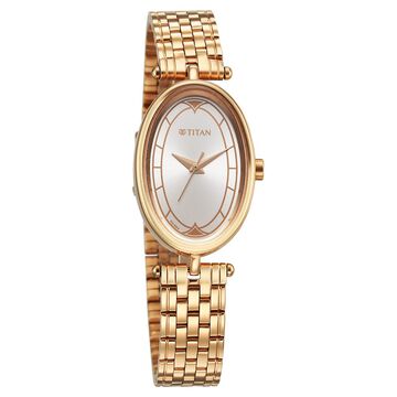 Titan Karishma Quartz Analog Silver Dial Rose Gold Stainless Steel Strap Watch For Women