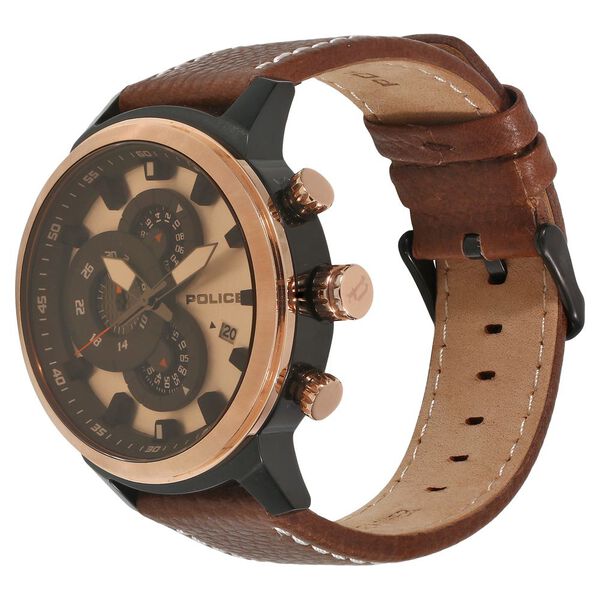 Police Quartz Chronograph Silver Dial Leather Strap Watch for Men - image number 1