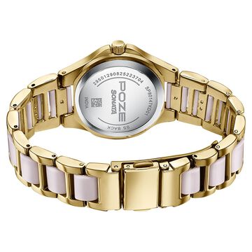 Poze By Sonata Quartz Analog Pink Dial Two Toned Metal & Plastic Strap Watch For Women