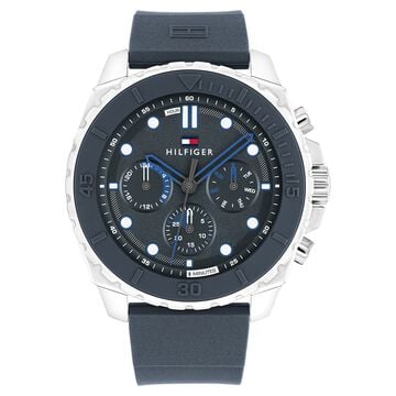 Tommy Hilfiger Quartz Multifunction Blue Dial Blue Silicone Strap Watch For Men