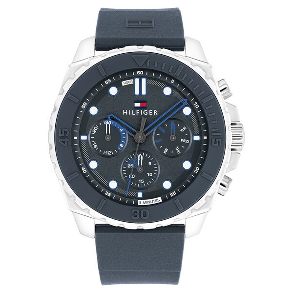 Tommy Hilfiger Quartz Multifunction Blue Dial Blue Silicone Strap Watch For Men - image number 0