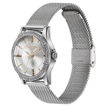 Sonata Poze Quartz Analog Silver Round Dial Silver Mesh Strap Watch For Women