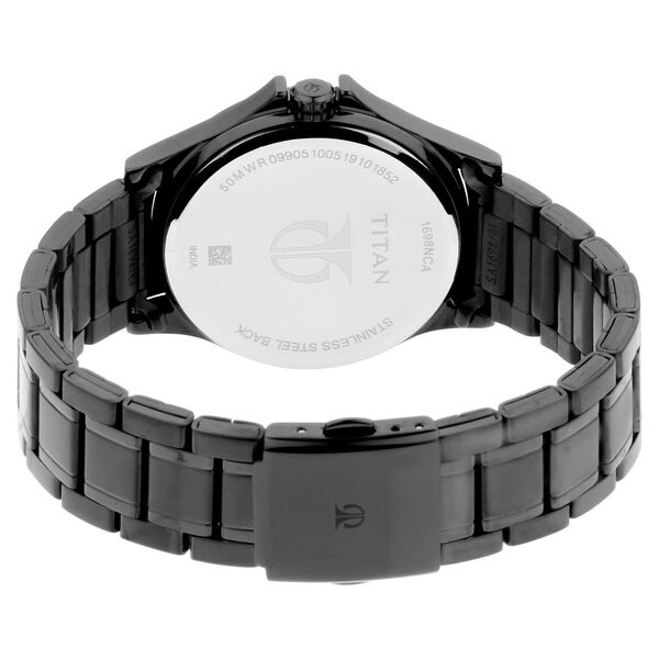 Titan Quartz Multifunction Black Dial Stainless Steel Strap Watch for Men - image number 4