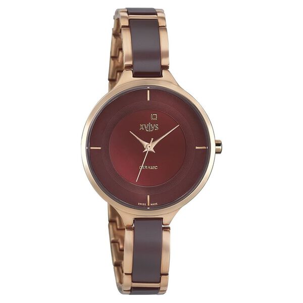 Xylys Seraphina Swiss Analog Steel & Ceramic Mother of Pearl Red Dial Watch for Women - image number 0