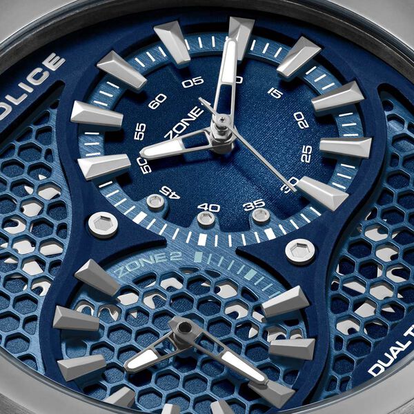 Police Quartz Analog Black Dial Blue Colour Silicone Strap Watch For Men - image number 3