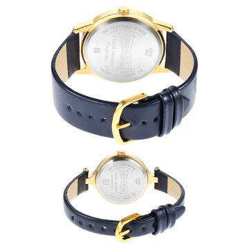 Sonata Quartz Analog Silver Dial Leather Strap Watch for Couple
