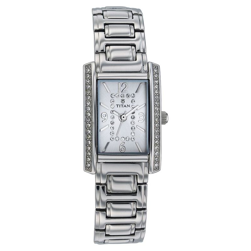 Titan Quartz Analog with Date Silver Dial Watch for Women