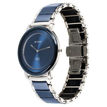 Titan Edge Fusion Quartz Analog Blue Dial Blue Steel & Ceramic Strap Watch for Men