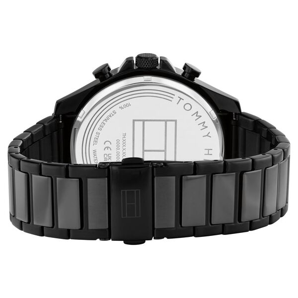 Tommy Hilfiger Multifunction Black Round Dial Black Stainless Steel Strap Watch For Men - image number 2