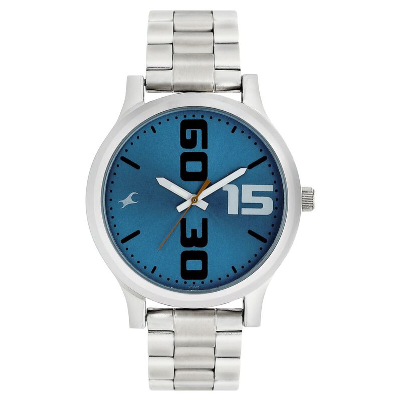 Fastrack Bold Quartz Analog Blue Dial Stainless Steel Strap Watch for Guys