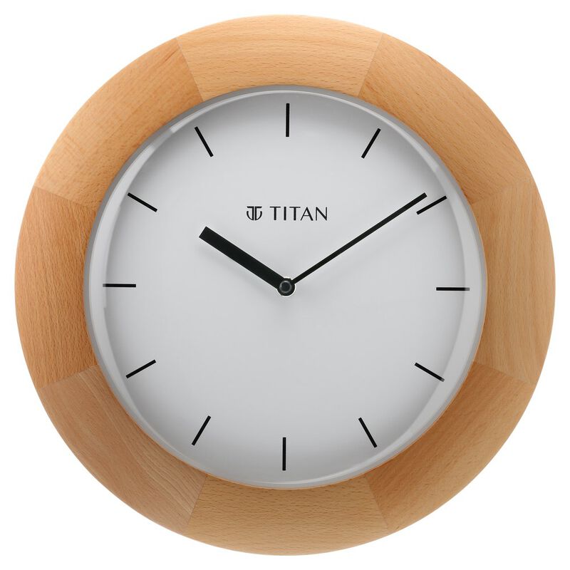 Buy Online Titan Wooden Wall Clock with Domed Glass 32.3 cm x 32.3 cm
