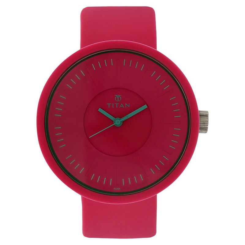 Titan Quartz Analog Pink Dial Plastic Strap Watch for Women