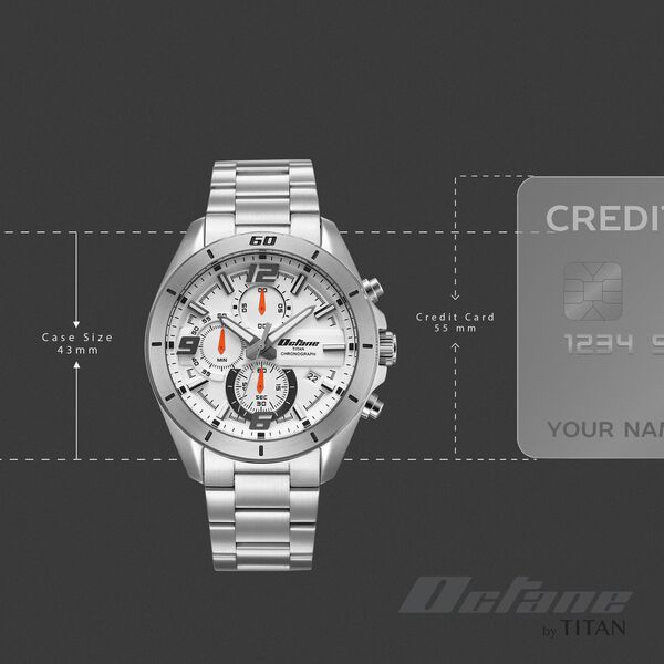 Octane Velocity Sporty White Dial Round Stainless Steel Watch For Men - image number 3