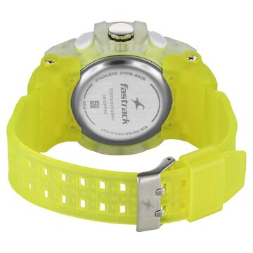 Fastrack StreetStyle Quartz Analog Digital Black Dial Translucent Green Polyether Strap Watch For Guys