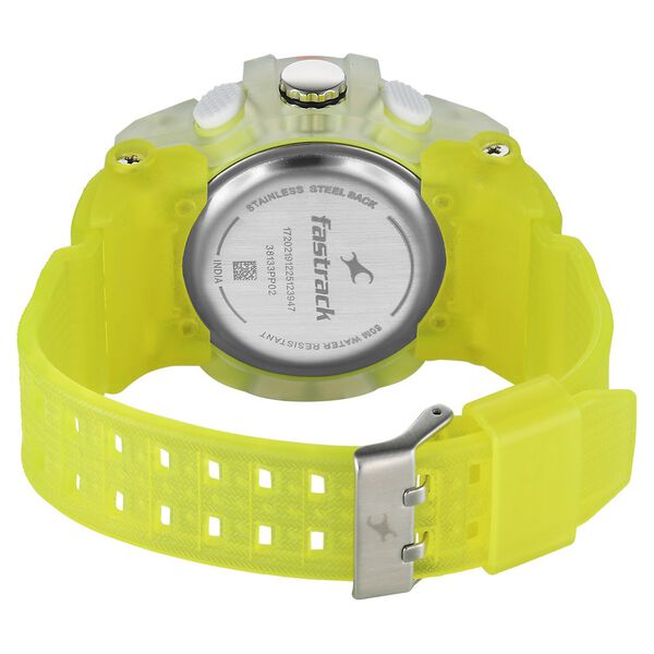 Fastrack StreetStyle Quartz Analog Digital Black Dial Translucent Green Polyether Strap Watch For Guys - image number 5