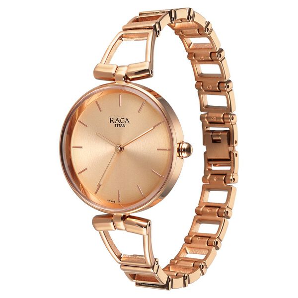 Titan Raga Ascend Quartz Analog Rose Gold Dial With Rose Gold Color Metal Strap Watch For Women - image number 2