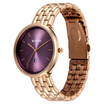 Titan Neo Quartz Analog Pink Dial Rose Gold Metal Strap Watch For Women