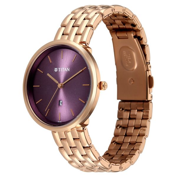 Titan Neo Quartz Analog Pink Dial Rose Gold Metal Strap Watch For Women - image number 2