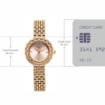 Titan Raga Showstopper Quartz Analog Rose Gold Dial Metal Strap Watch For Women