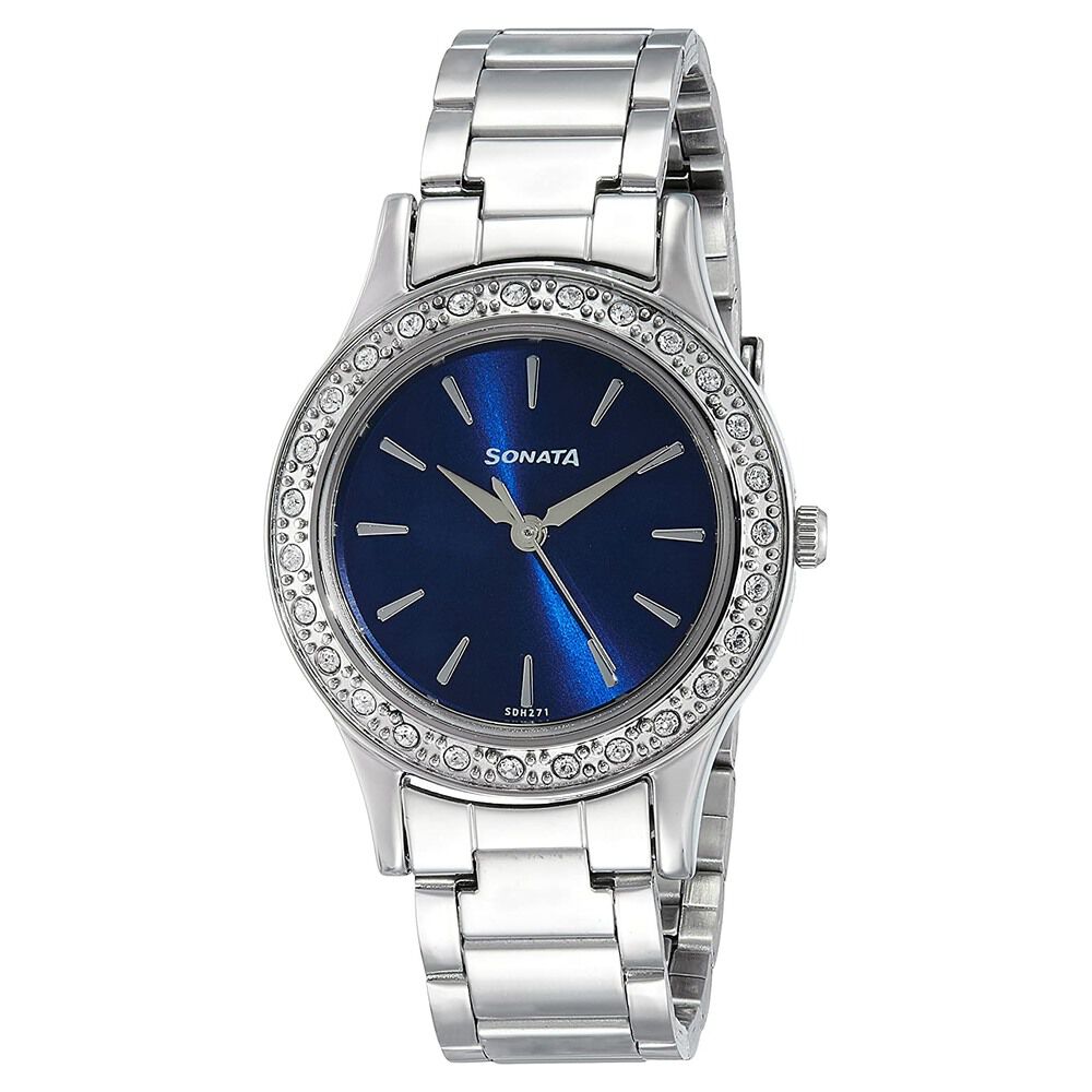 Buy Online Sonata Stardust Black Dial Women Watch With Stainless