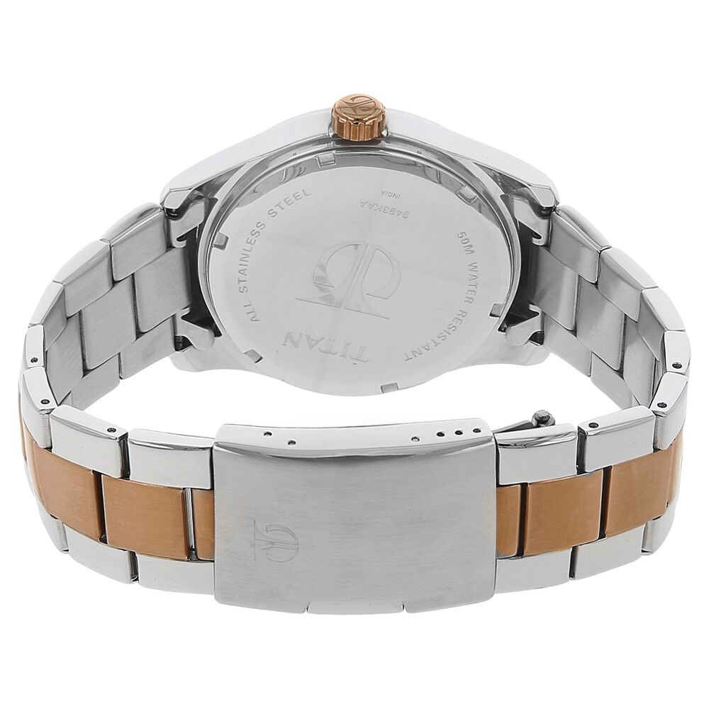 Buy Online Titan Quartz Analog Black Dial Metal Strap Watch for Men nk9493km02 Titan