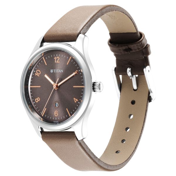 Titan Trendsetters Brown Dial Women Watch With Leather Strap - image number 2