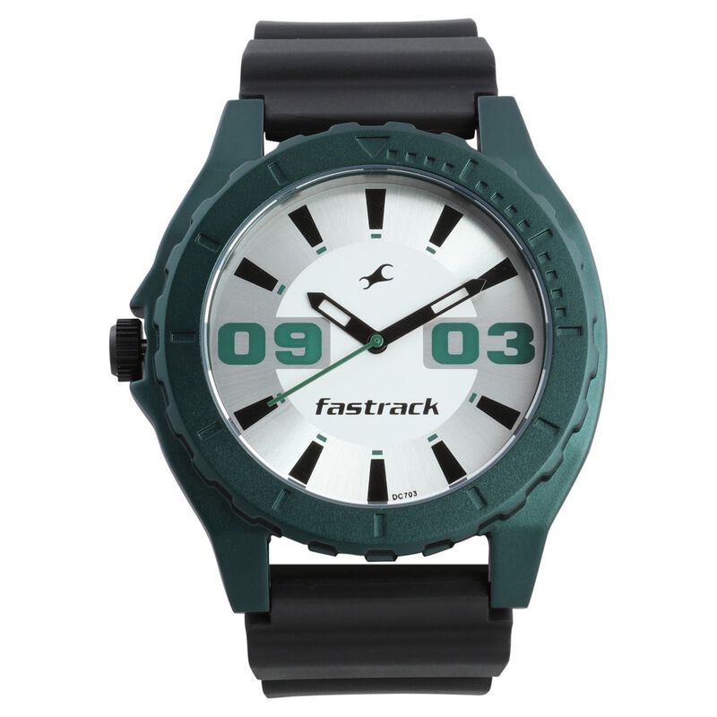 Fastrack Quartz Analog White Dial Plastic Strap Watch for Guys