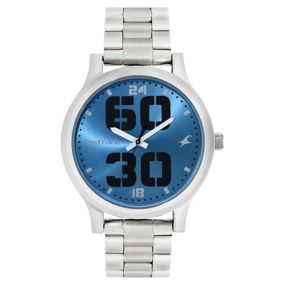 Buy Online Fastrack Bold Quartz Analog Blue Dial Stainless Steel