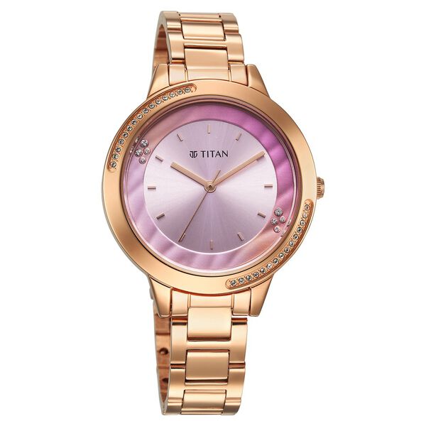 Titan Razzle Dazzle Quartz Analog Pink Dial Stainless Steel Strap Watch For Women - image number 1