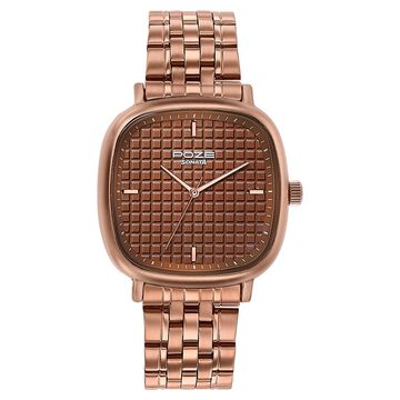 Sonata Poze Quartz Analog Brown Dial Brown Colour Stainless Steel Strap Watch For Men