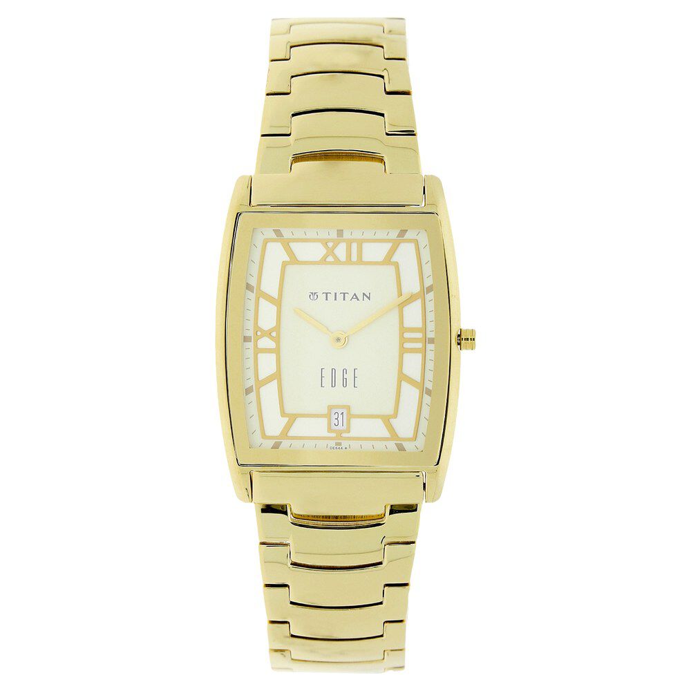 Buy Online Titan Edge Off White Dial Analog with Date Metal Strap watch for Men nk1684ym01 Titan