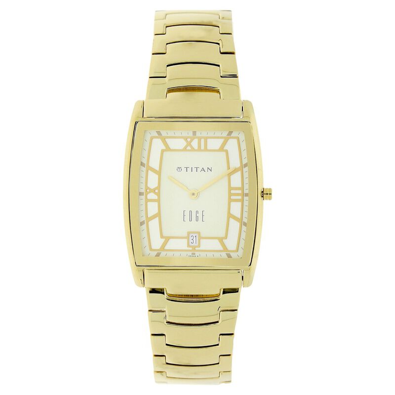 Titan Edge Off White Dial Analog with Date Metal Strap watch for Men