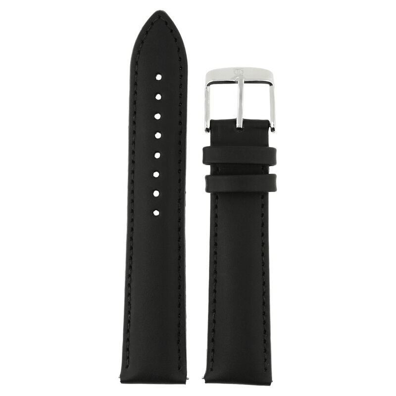 22 mm Black Genuine Leather Strap for Men