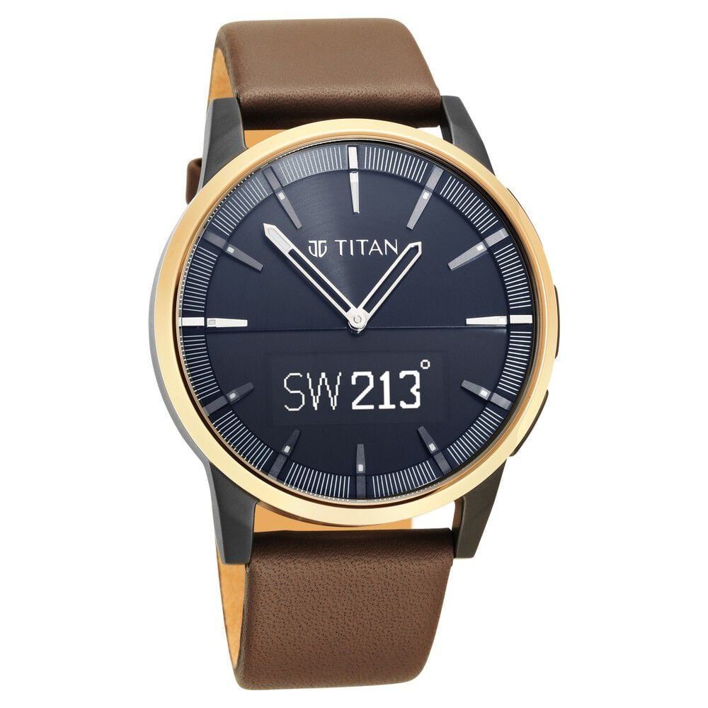 Buy Online Titan Connected Plus Brown Dial Smart Analog Leather