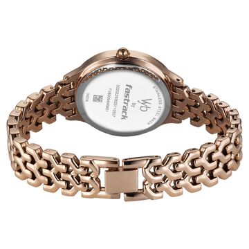 Vyb Spotlight By Fastrack Quartz Analog Silver Dial Rose Gold Metal Strap Watch For Girls