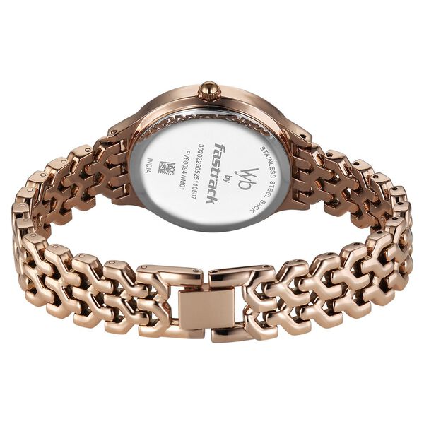 Vyb Spotlight By Fastrack Quartz Analog Silver Dial Rose Gold Metal Strap Watch For Girls - image number 6