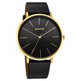 Sonata Traditional Essentials Quartz Analog Champagne Dial Black Leather Strap Watch For Men