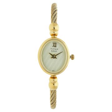Titan Quartz Analog Champagne Dial Metal Strap Watch for Women
