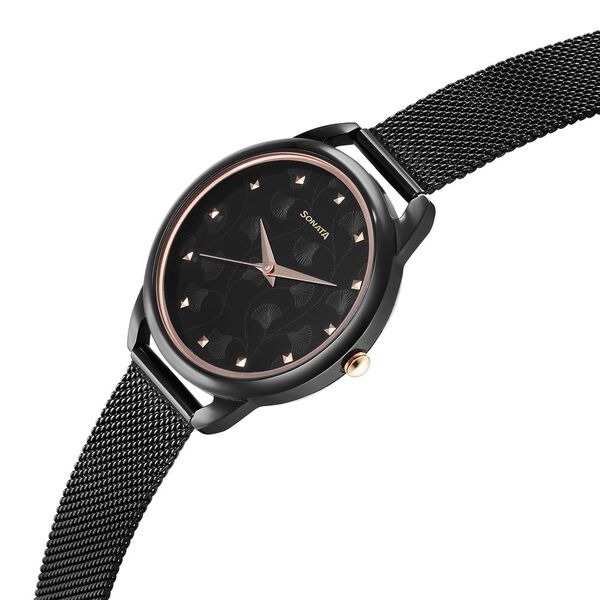 Sonata Wedding Quartz Analog Black Dial Stainless Steel Strap Watch for Women - image number 1