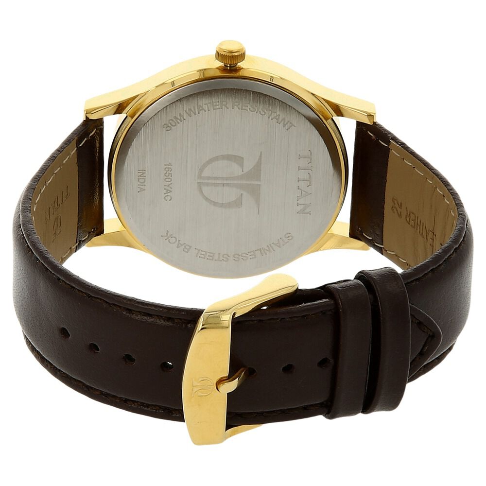 Titan Quartz Analog with Day and Date Silver Dial Leather Strap Watch for Men