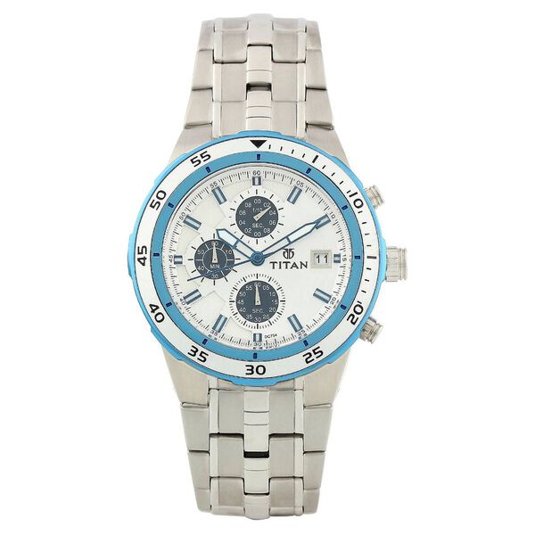 Titan Quartz Chronograph Silver Dial Metal Strap Watch for Men - image number 0