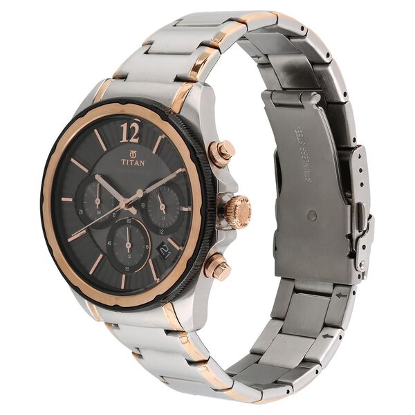 Titan Quartz Multifunction Anthracite Dial Stainless Steel Strap Watch for Men - image number 1